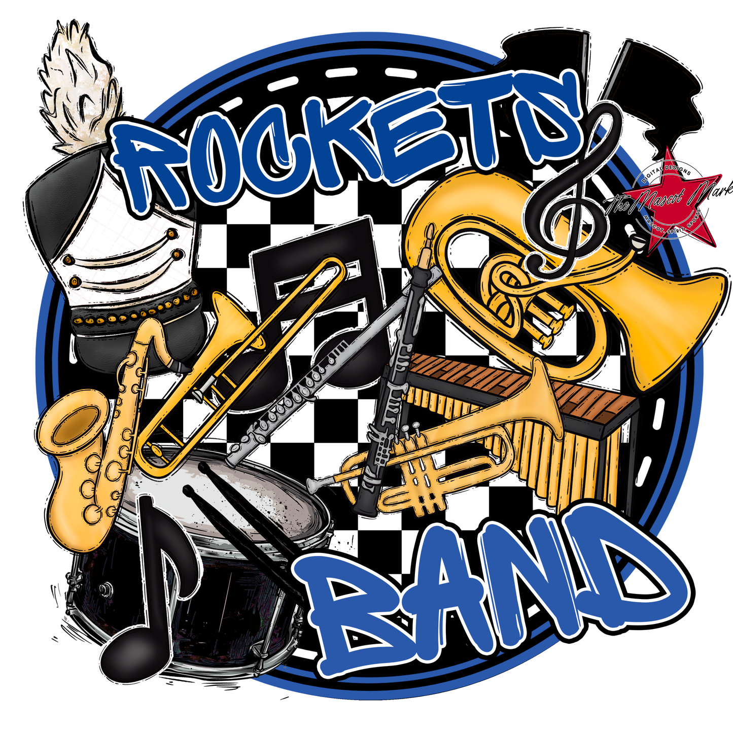 Rockets Circle Band Design-Off Blue