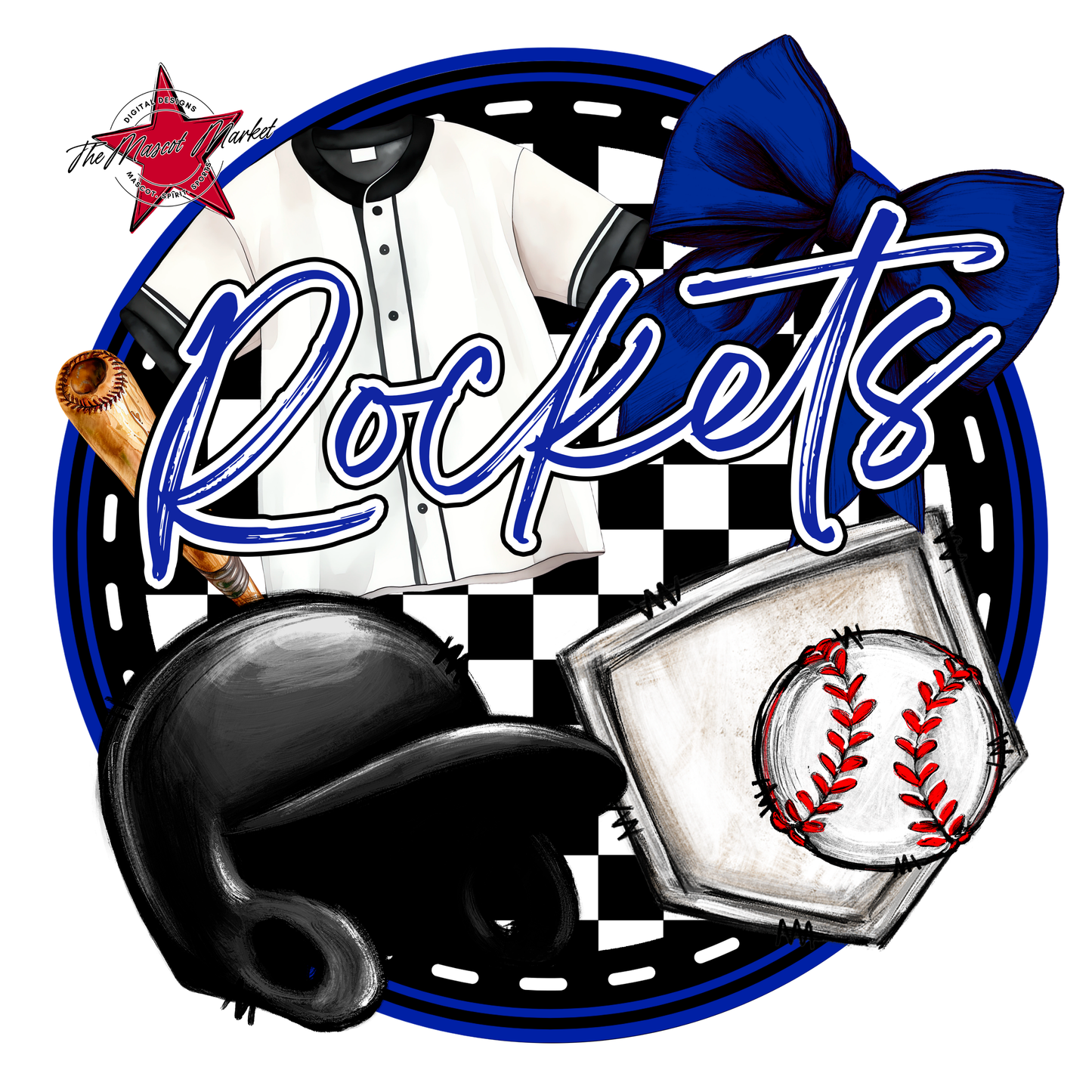 Rockets Circle Baseball Design-Royal Blue