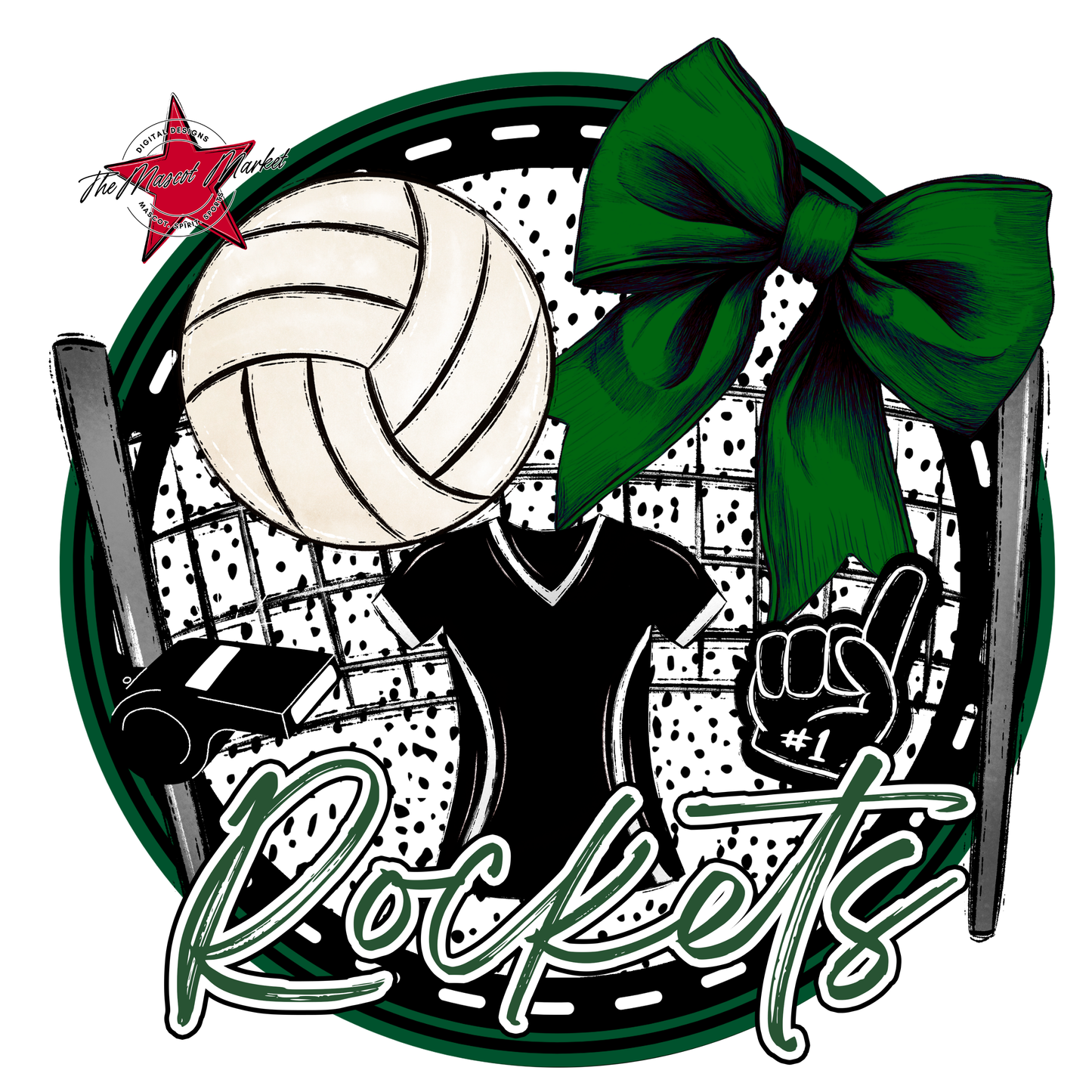 Rockets Circle Volleyball Design-Green