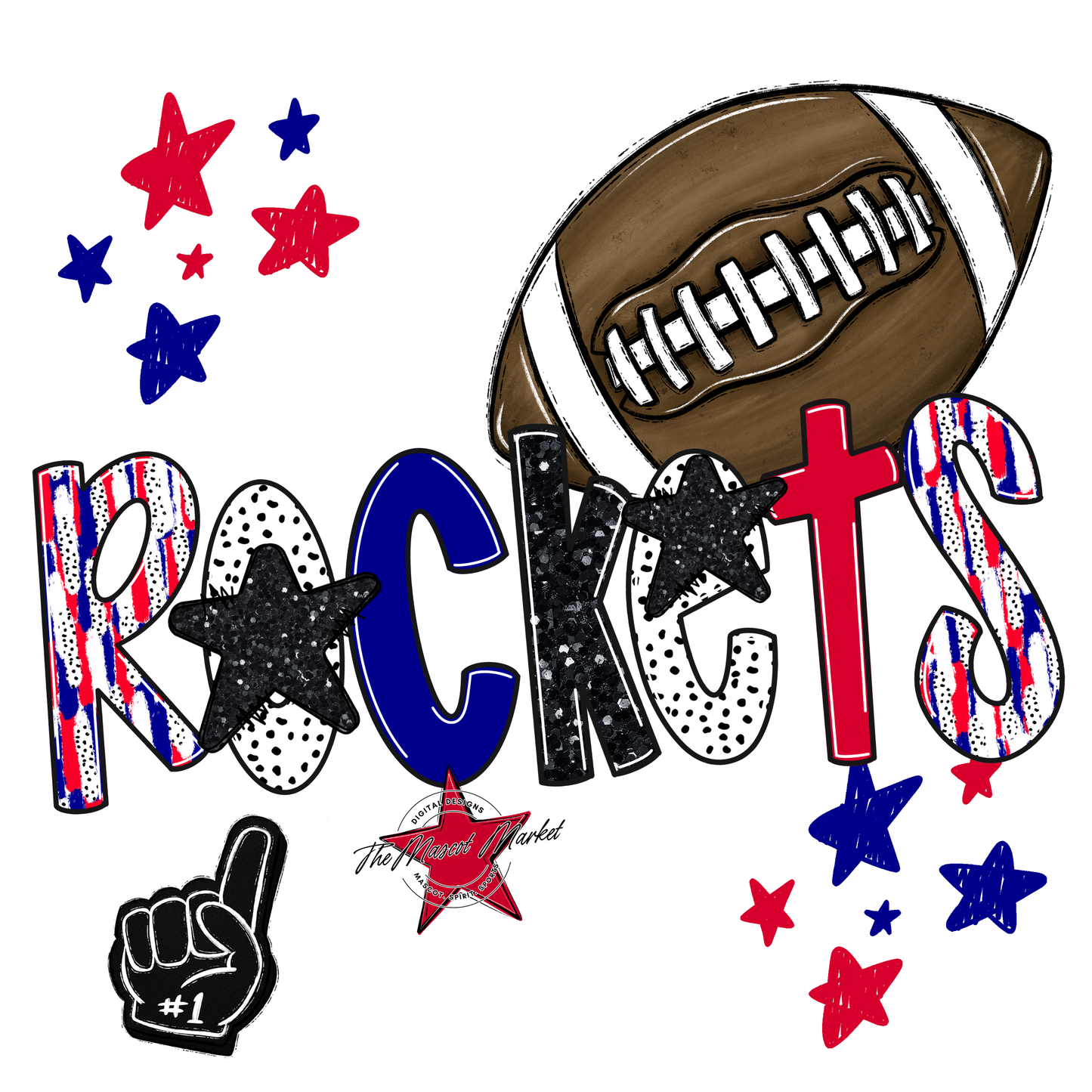 Rockets Football Scrape-Blue-Red
