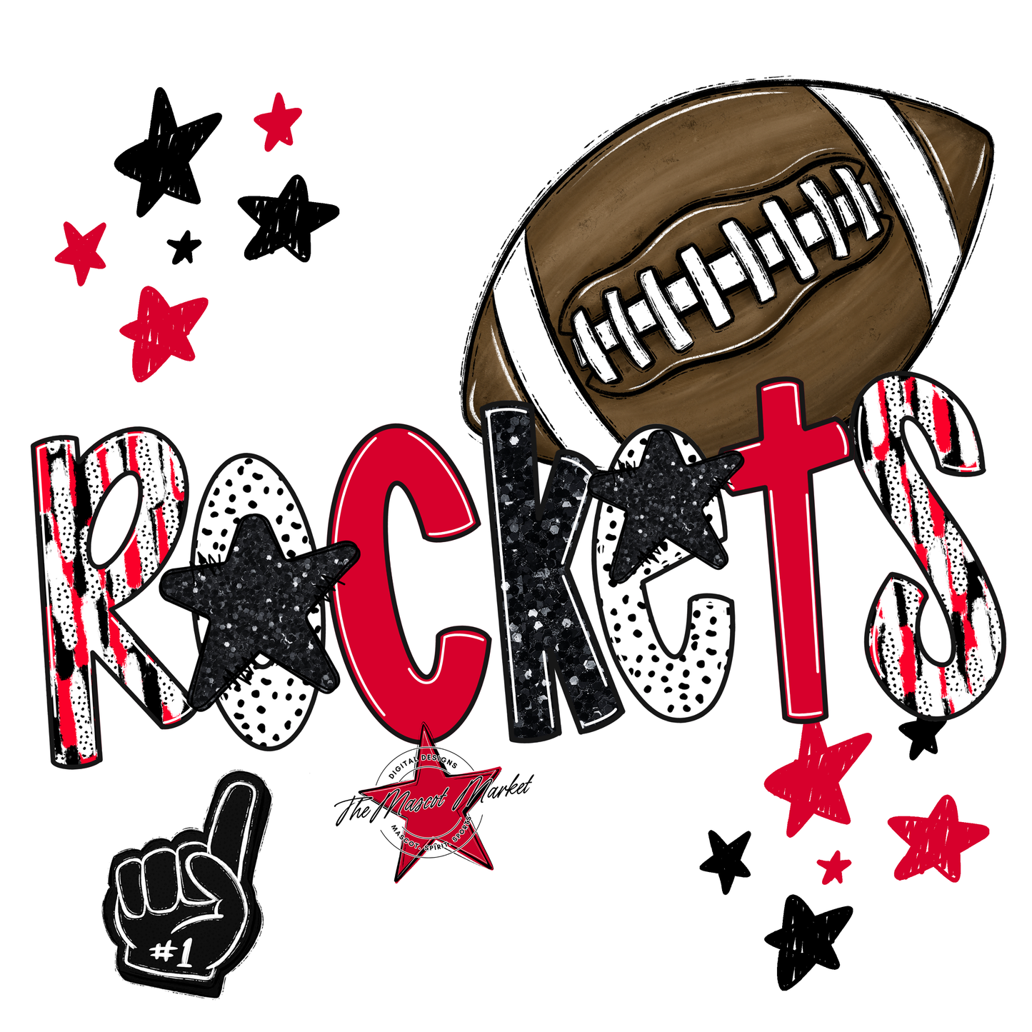 Rockets Football Scrape-Red