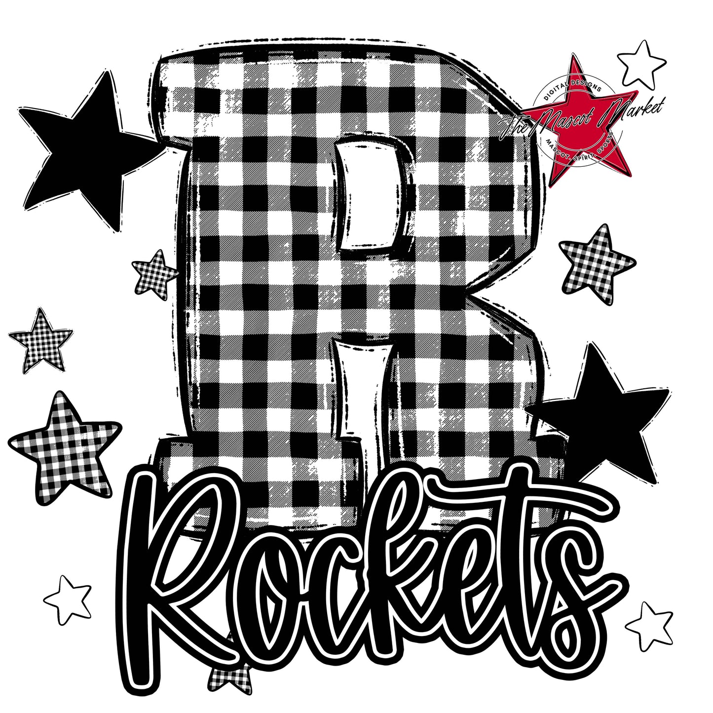 Rockets Plaid Star Design-Black