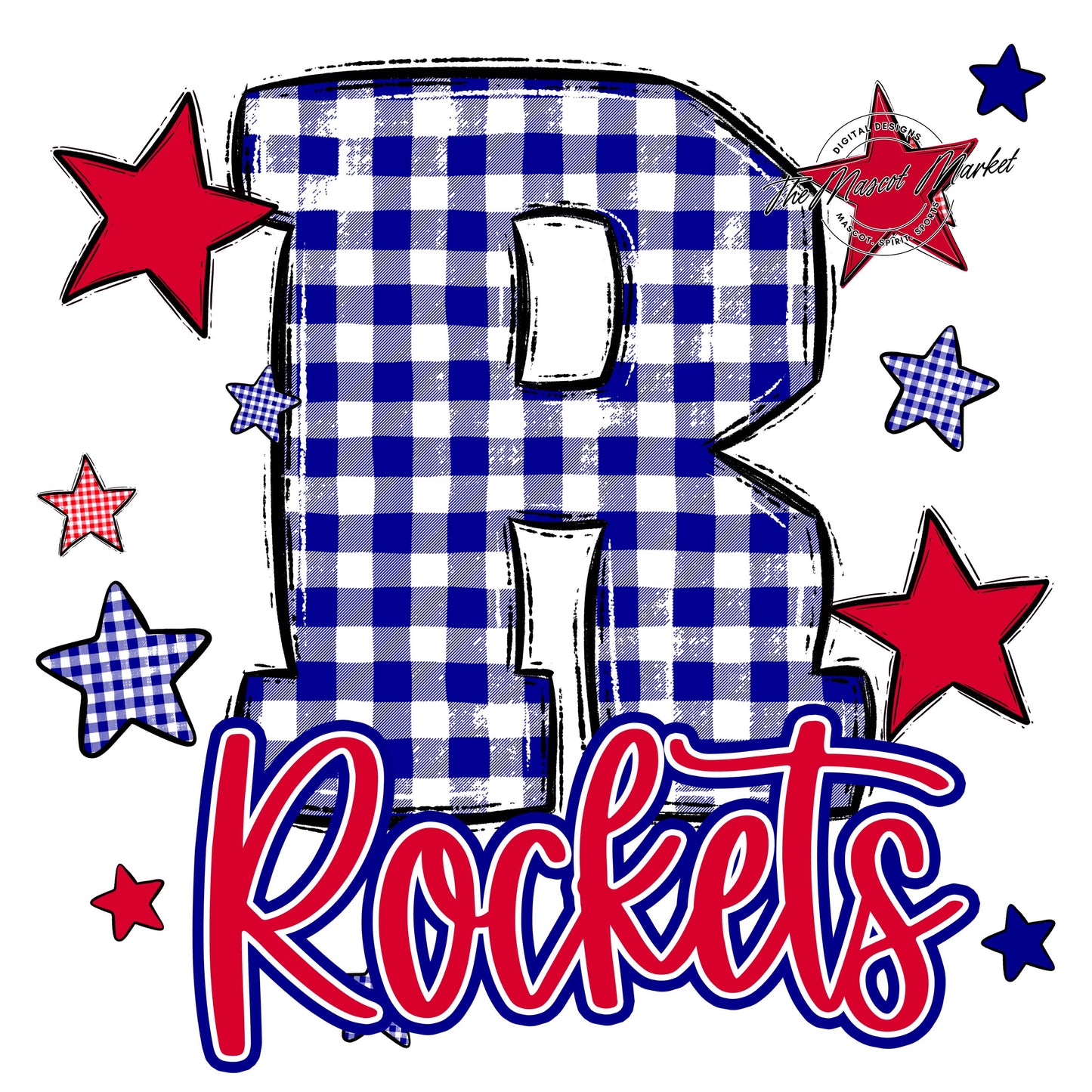 Rockets Plaid Star Design-Blue & Red
