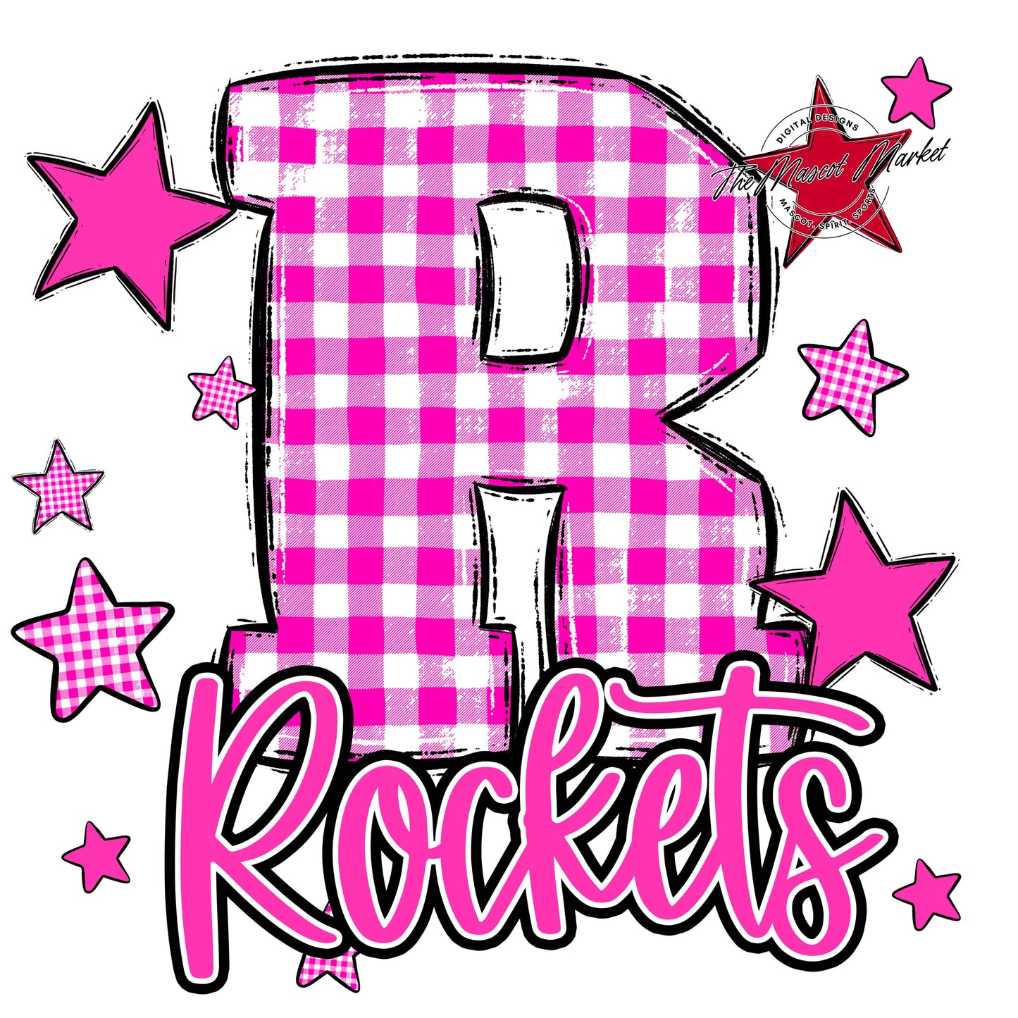 Rockets Plaid Star Design-Pink