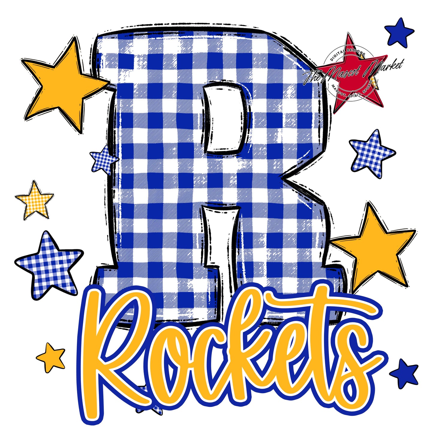 Rockets Plaid Star Design-Royal Blue & Yellow