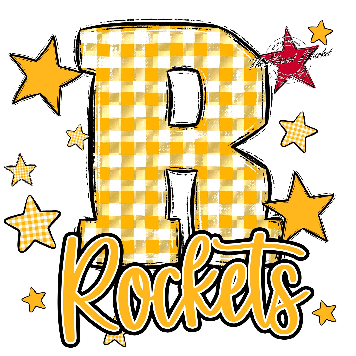 Rockets Plaid Star Design-Yellow