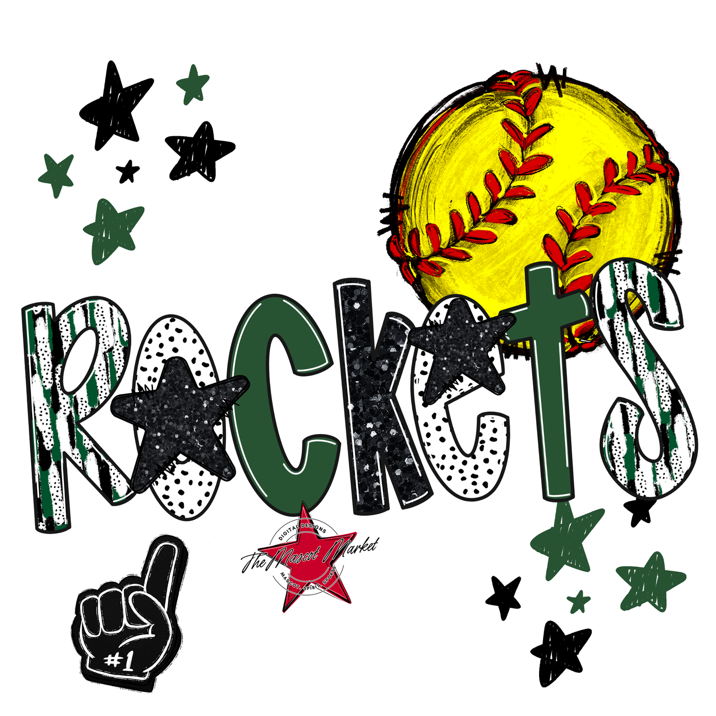 Rockets Softball Scrape-Green