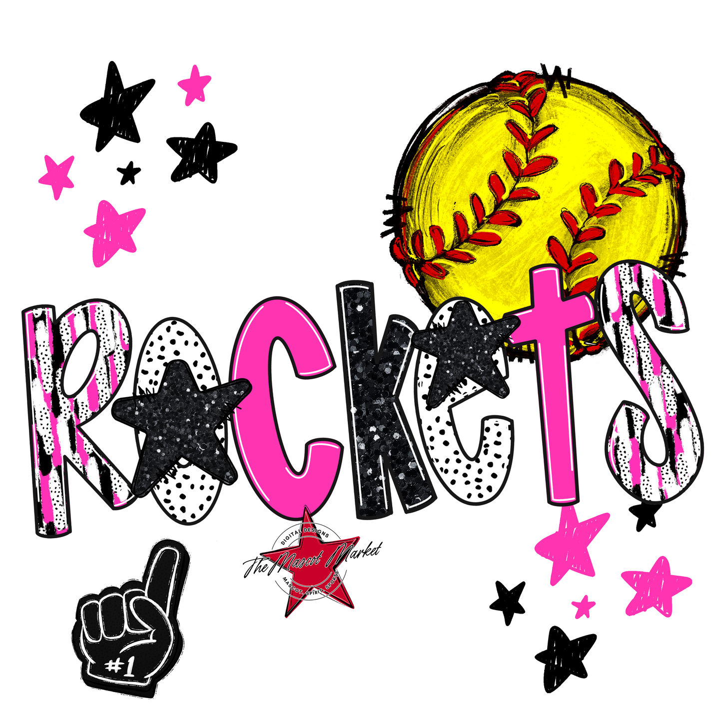 Rockets Softball Scrape-Pink