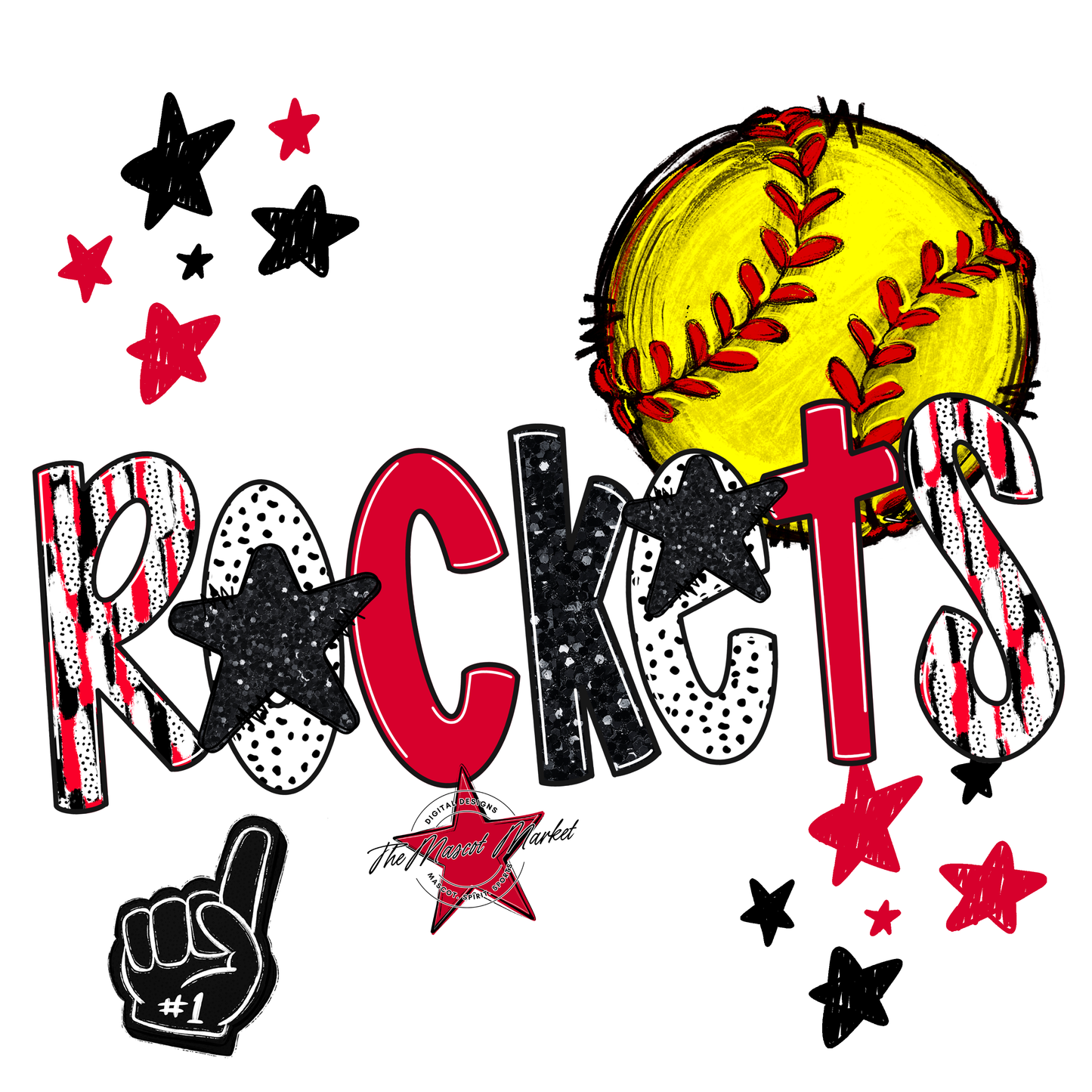 Rockets Softball Scrape-Red