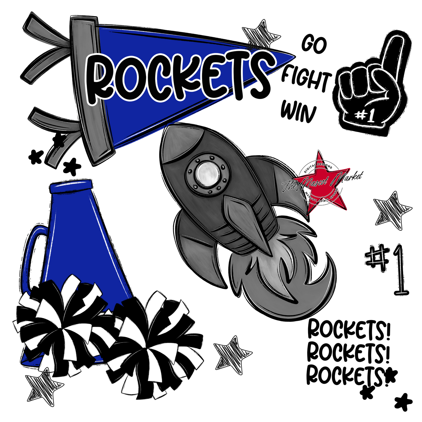 Rockets Spirit Design-Royal Blue