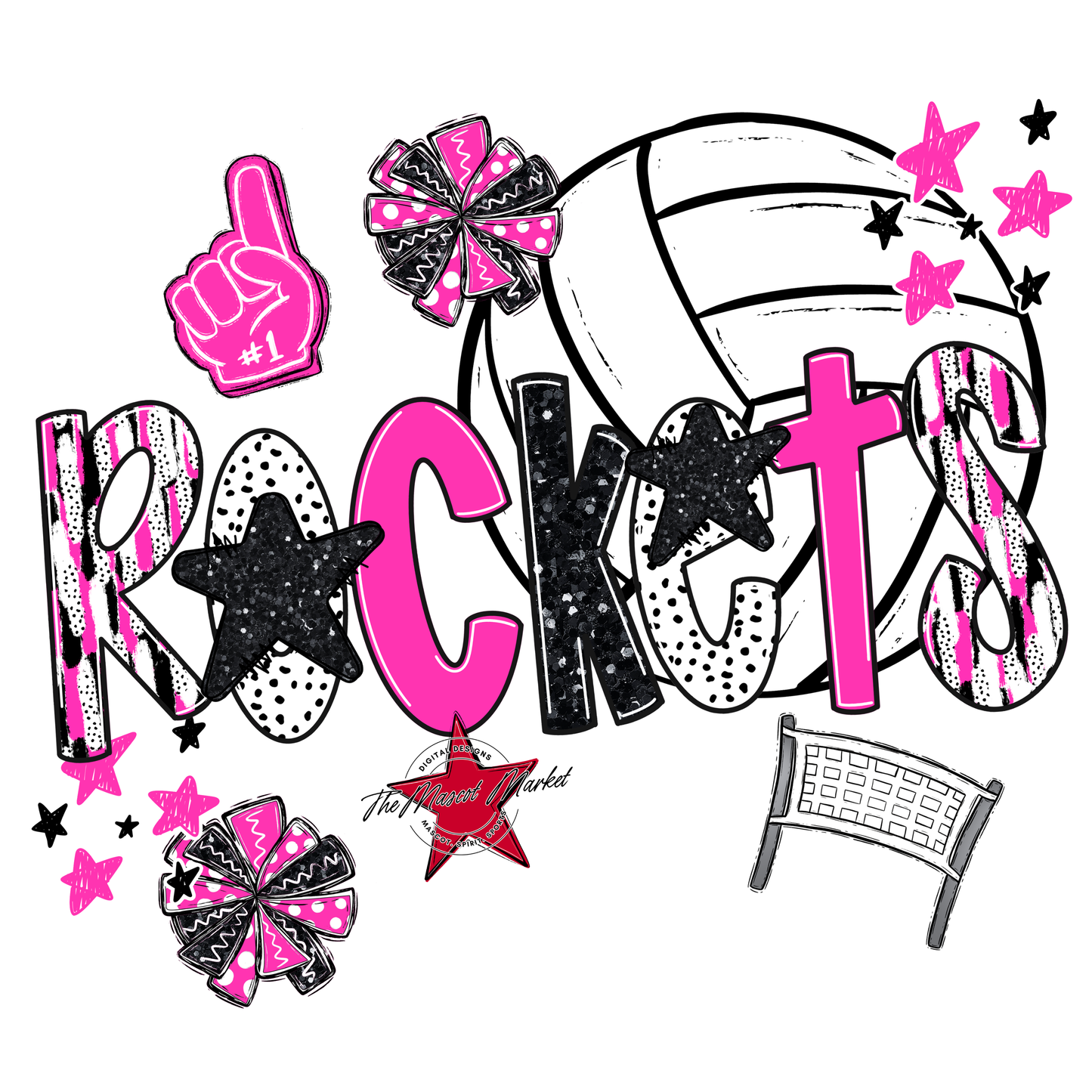 Rockets Volleyball Scrape-Pink