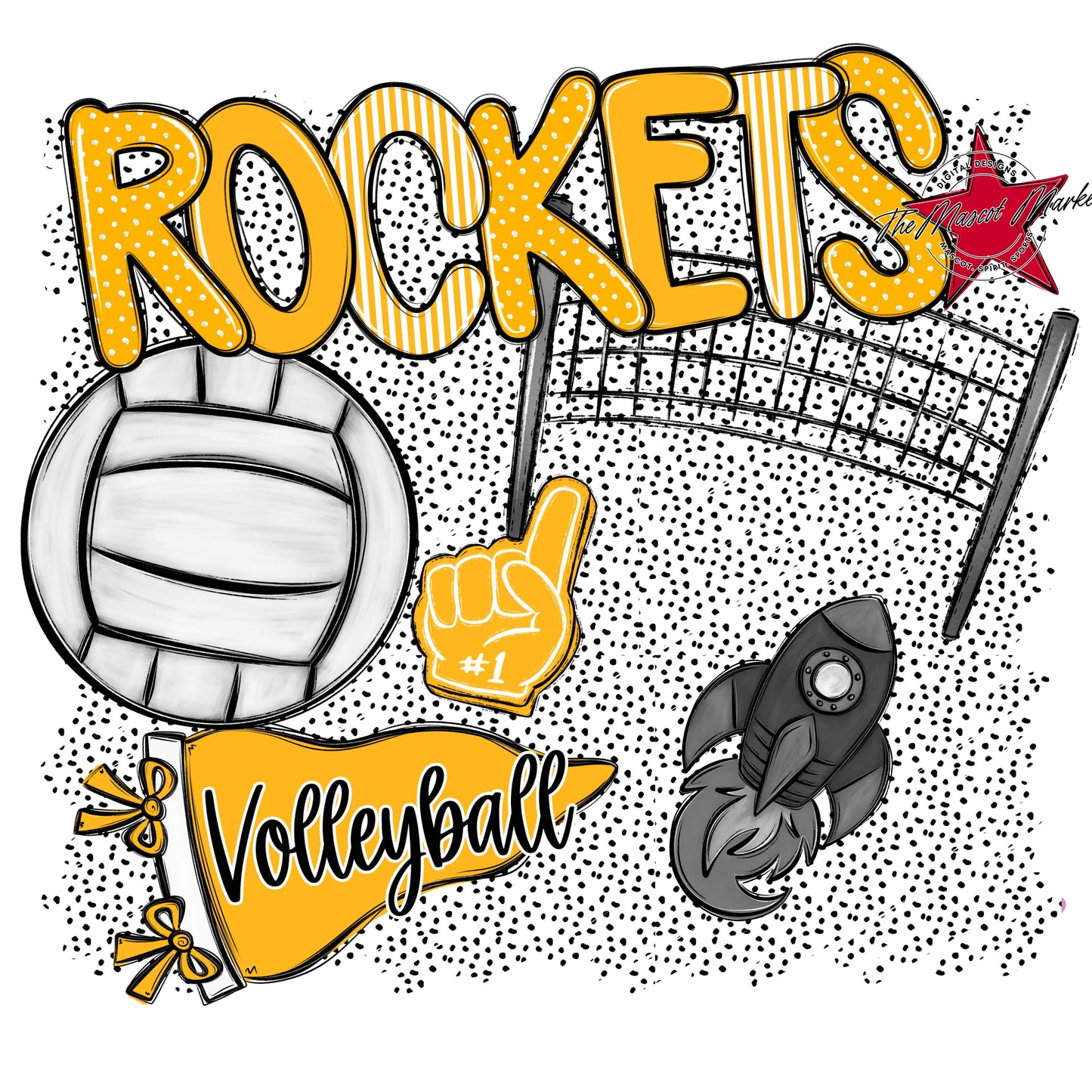 Rockets Volleyball Spirit-Yellow