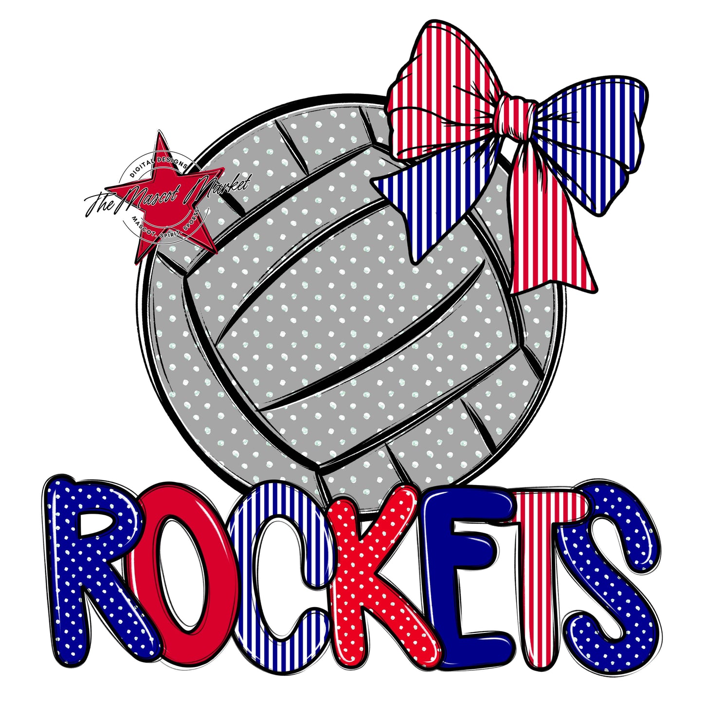Rockets Volleyball Spirit Design-Blue & Red