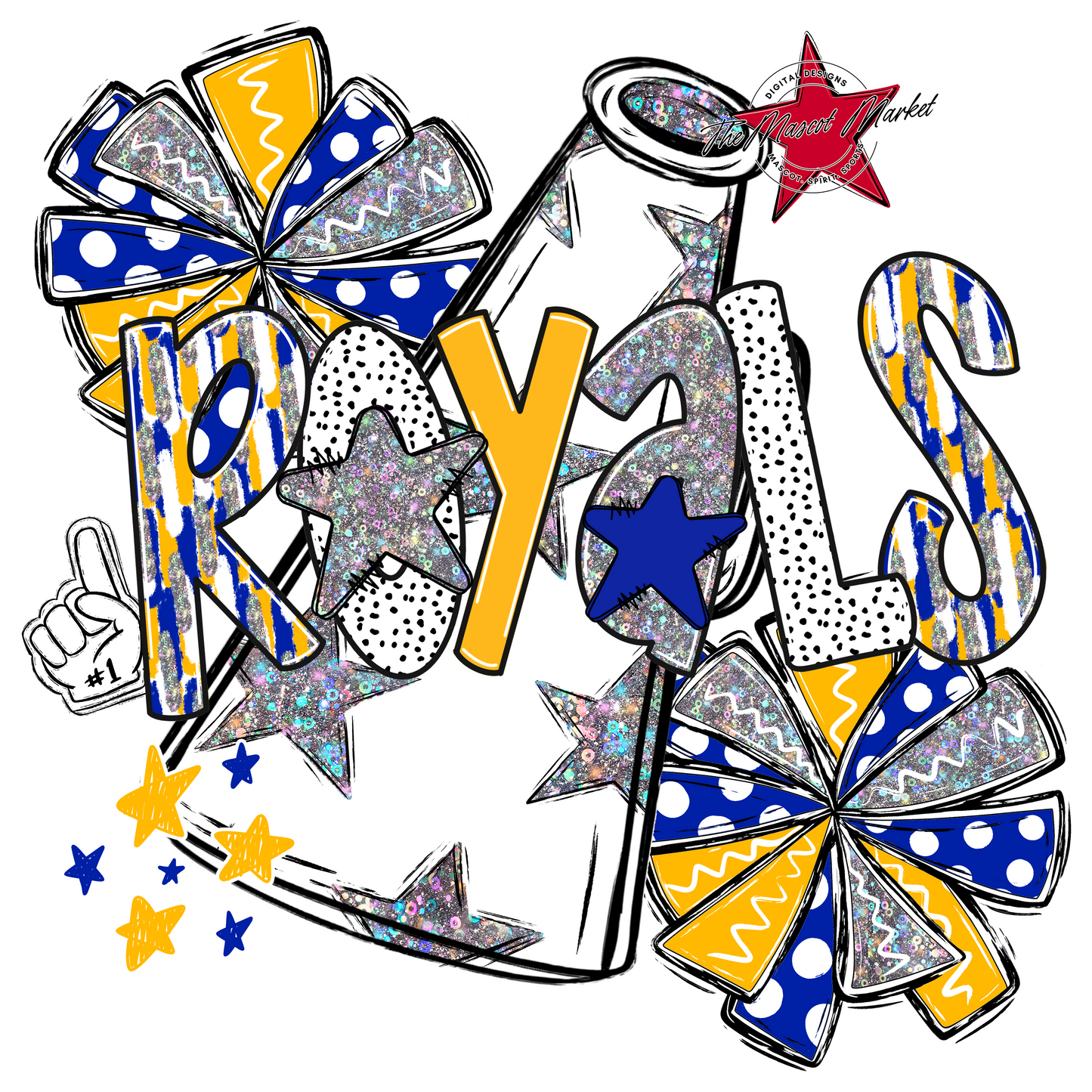 Royals Volleyball Scrape-Royal Blue & Yellow