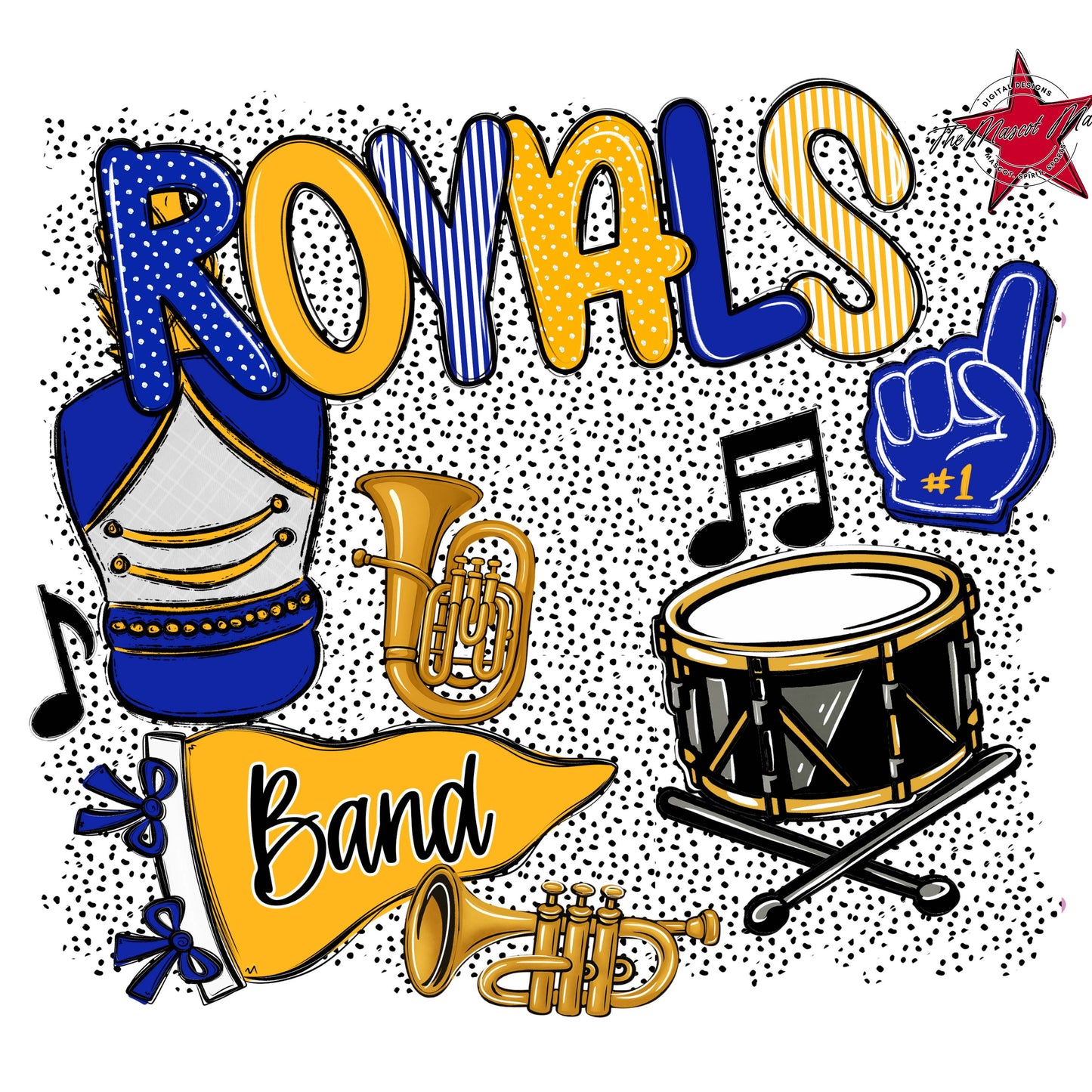 Royals Band Spirit-Royal Blue & Yellow