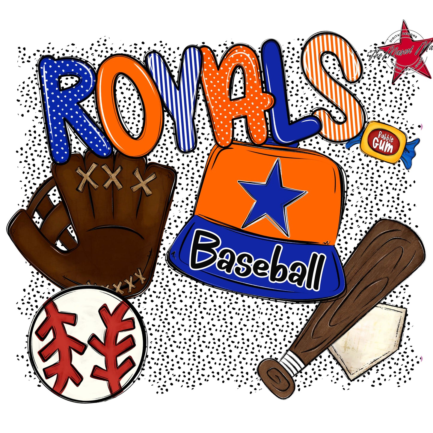 Royals Baseball Spirit-Royal Blue & Orange