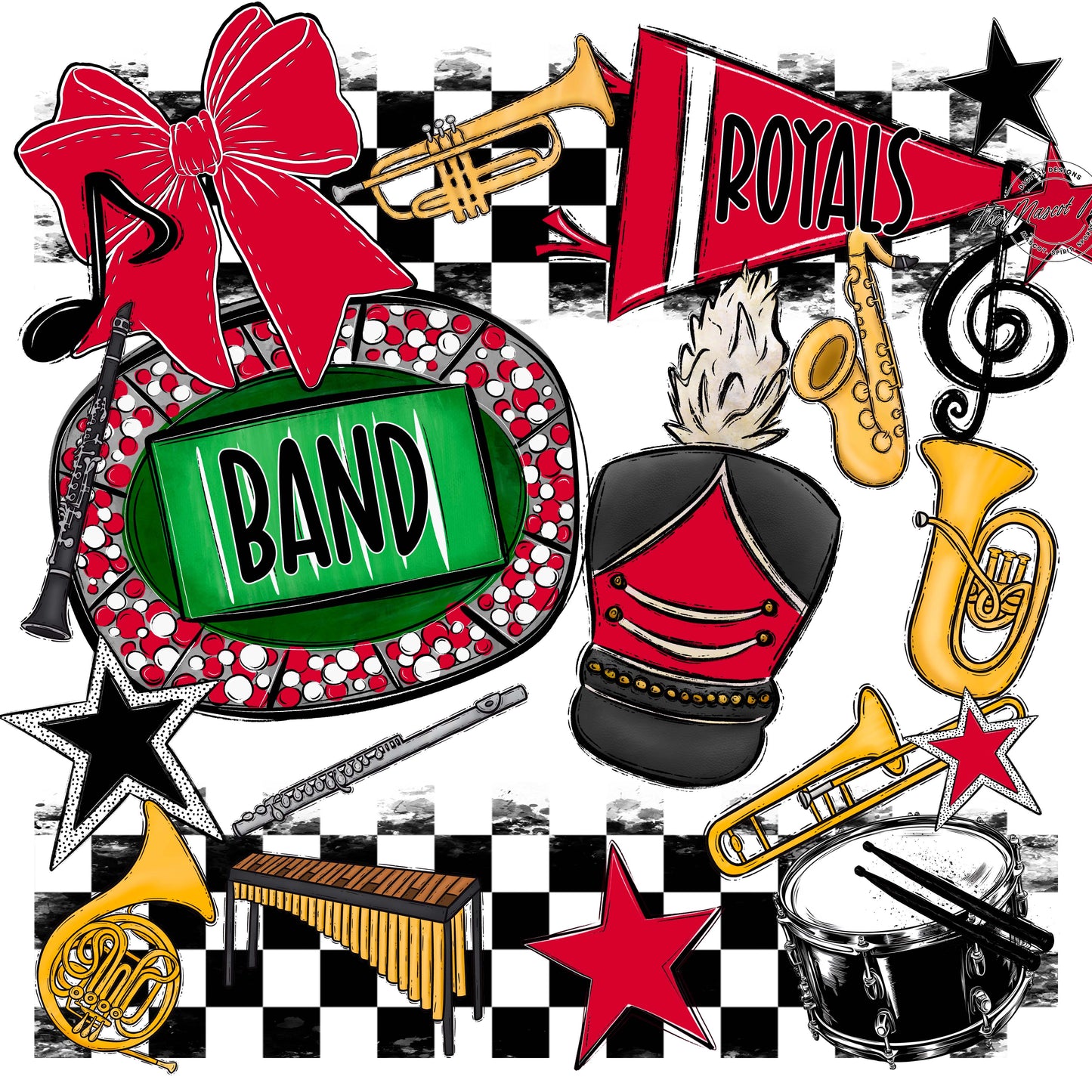 Royals Checkers Band Design-Red