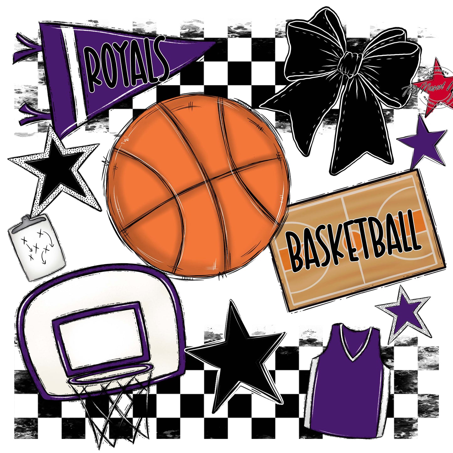 Royals Checkers Basketball Design-Purple