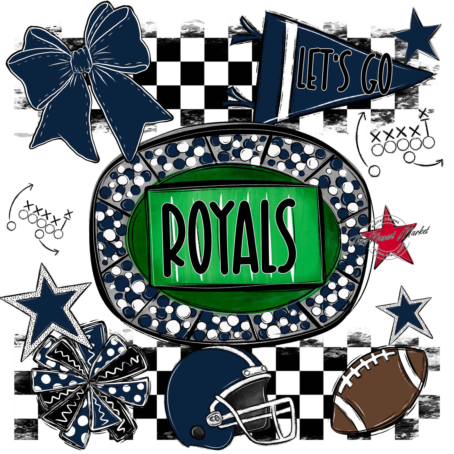 Royals Checkers Spirit Design-Navy