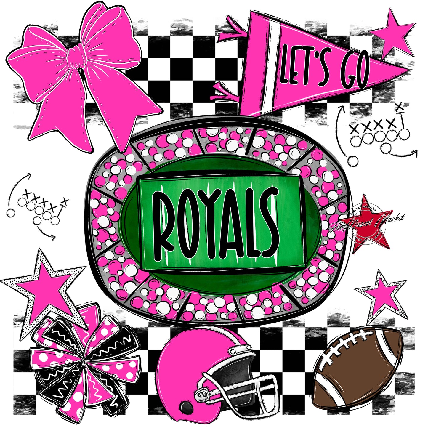 Royals Checkers Spirit Design-Pink