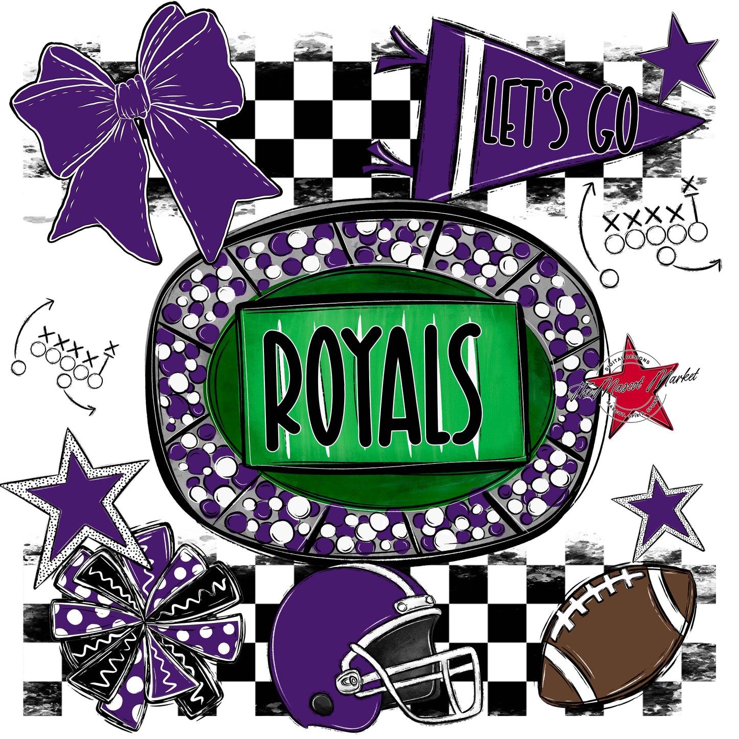 Royals Checkers Spirit Design-Purple