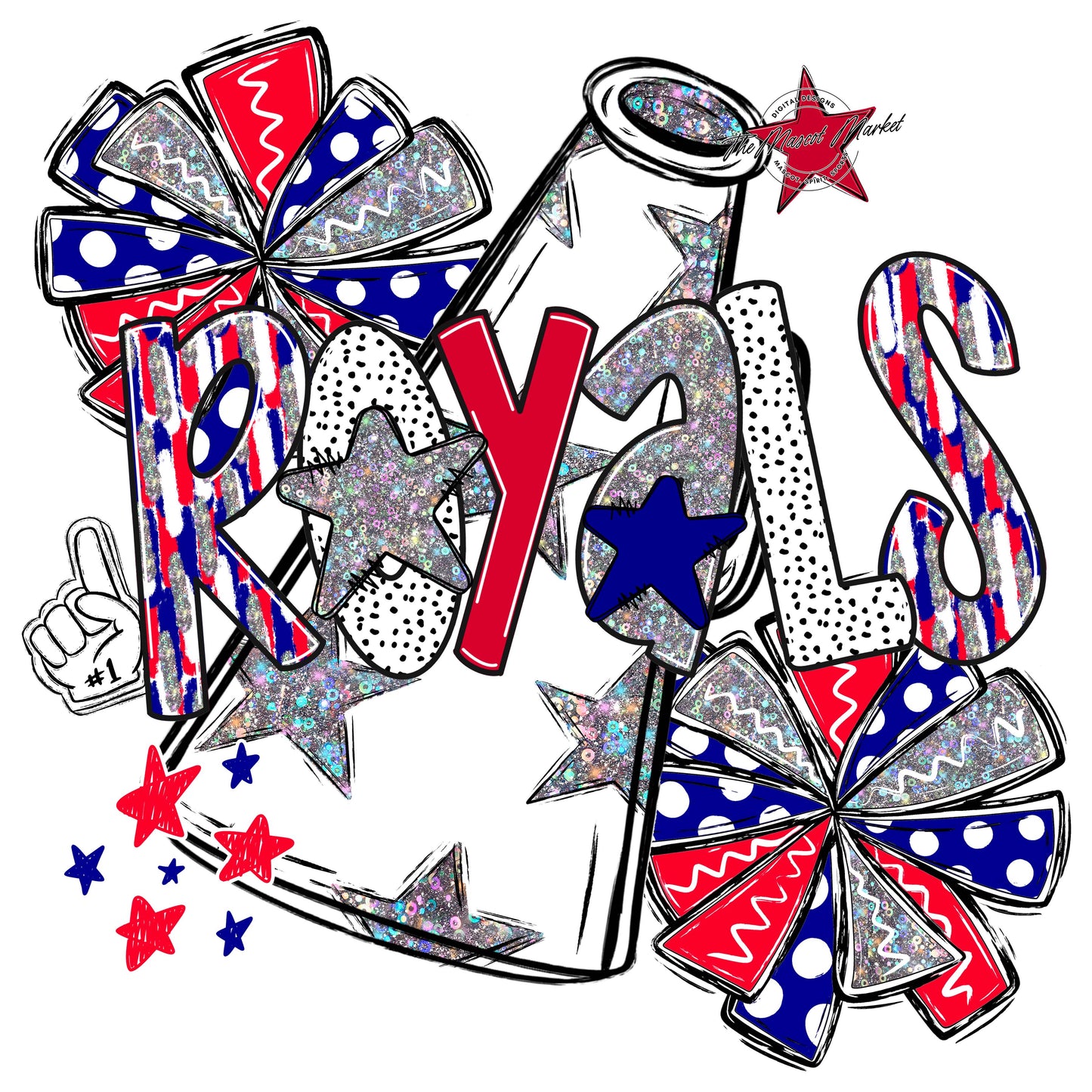 Royals Cheer Megaphone Scrape-Blue & Red