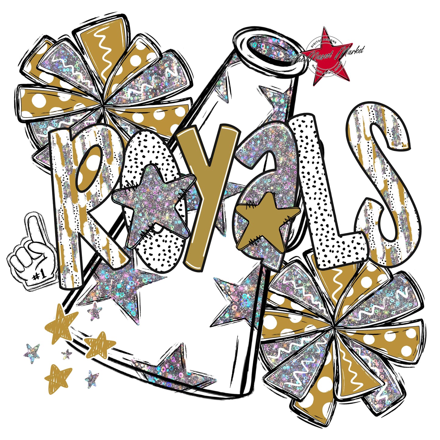 Royals Cheer Megaphone Scrape-Gold