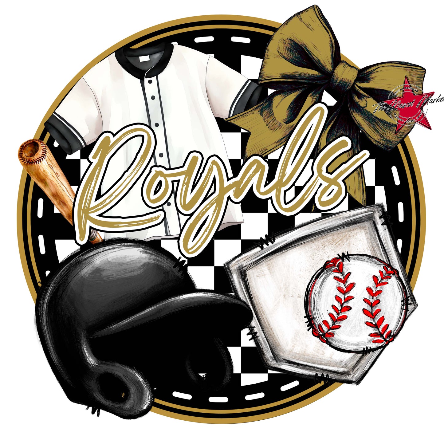 Royals Circle Baseball Frame-Gold