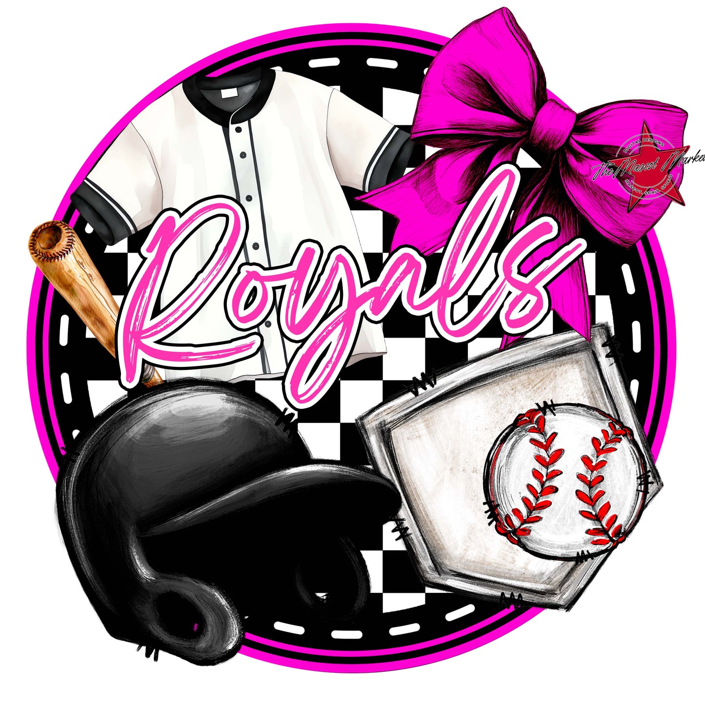 Royals Circle Baseball Frame-Pink