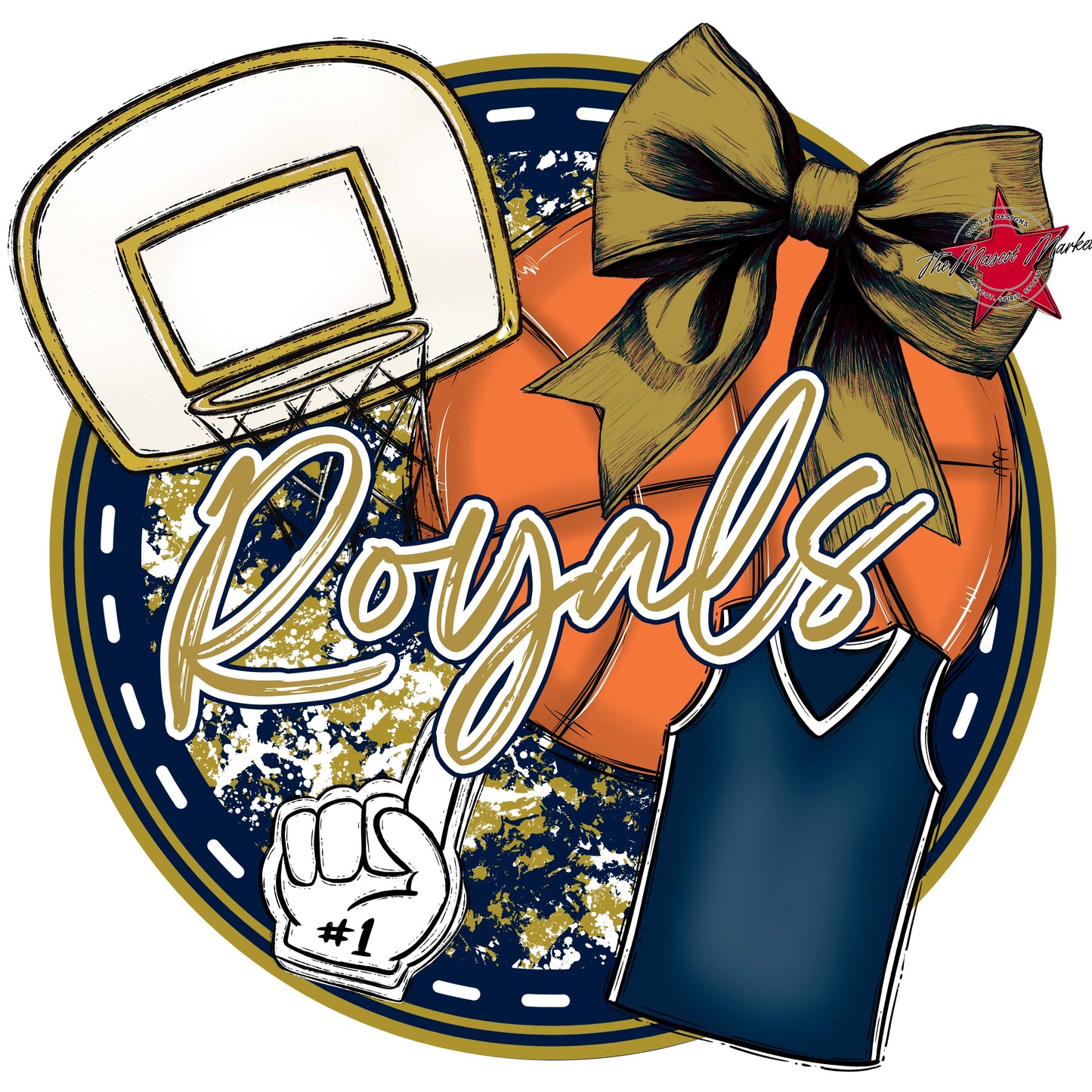 Royals Circle Basketball Frame-Navy & Gold