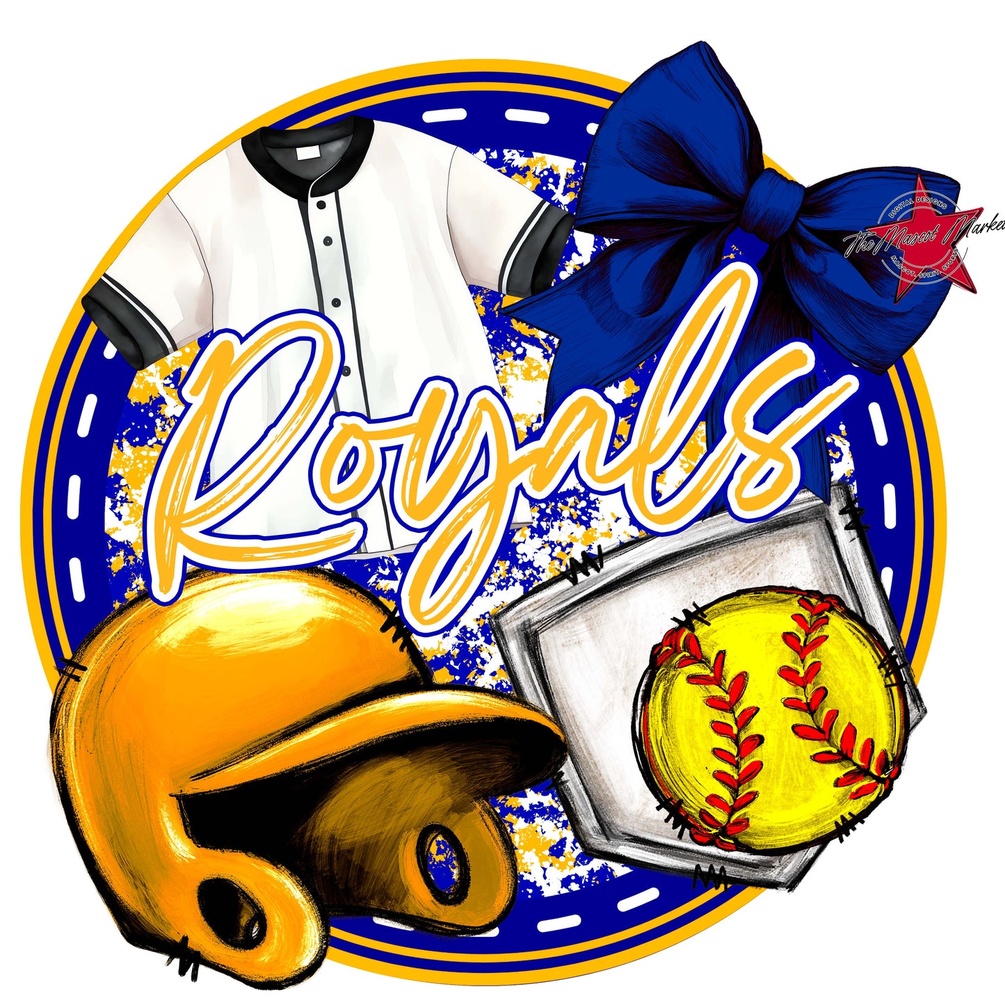 Royals Circle Softball Frame-Blue & Yellow