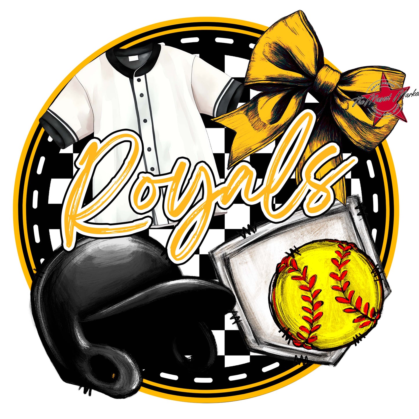 Royals Circle Softball Frame-Yellow