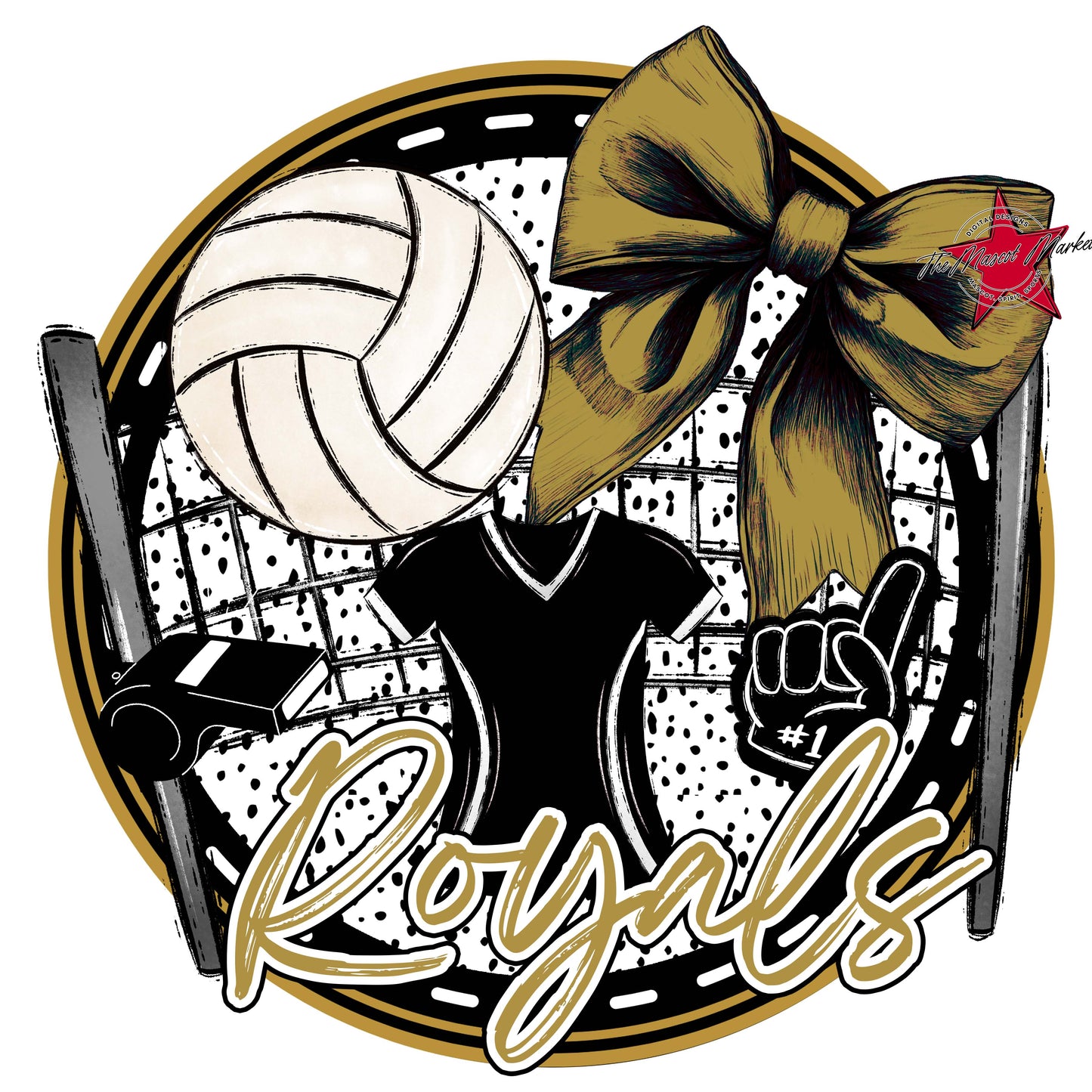 Royals Circle Volleyball Frame-Gold