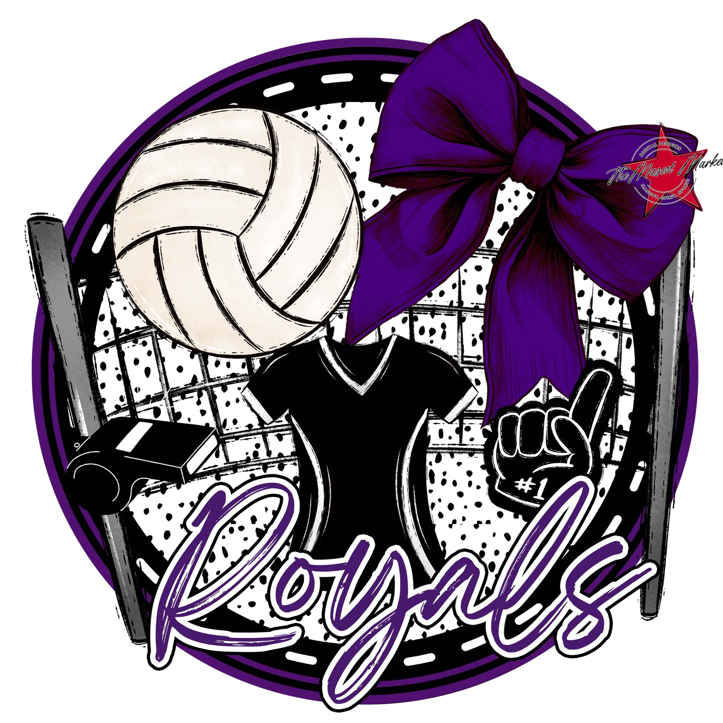 Royals Circle Volleyball Frame-Purple