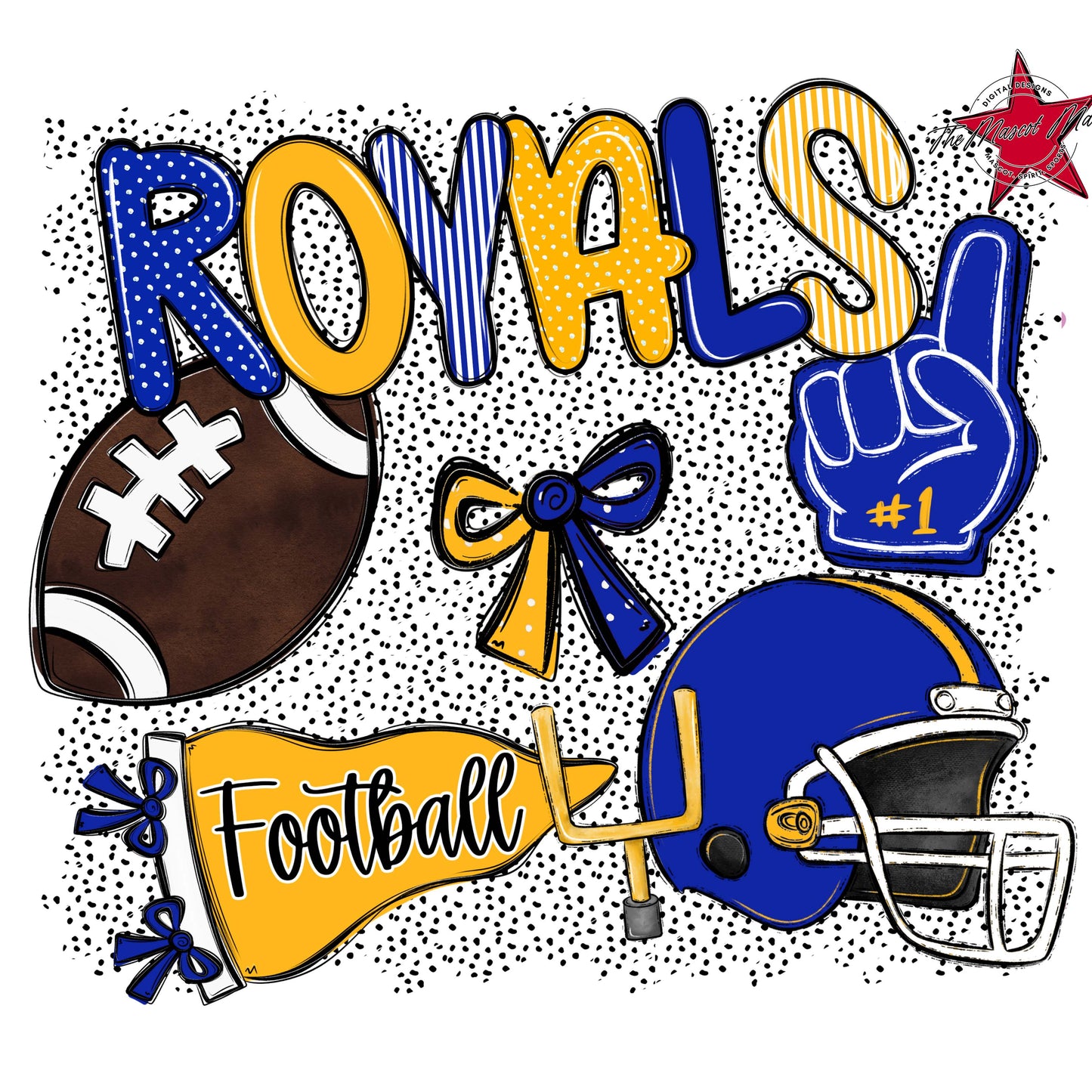 Royals Football Spirit-Royal Blue & Yellow