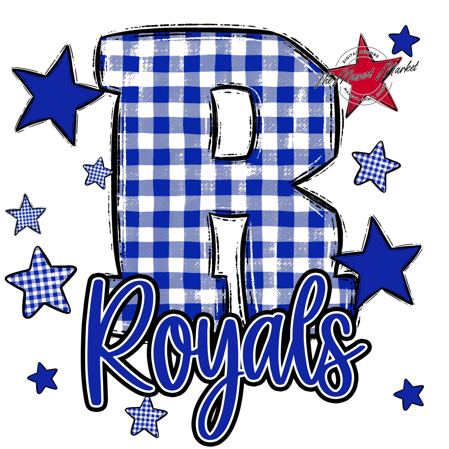 Royals Plaid Star Design-Royal Blue