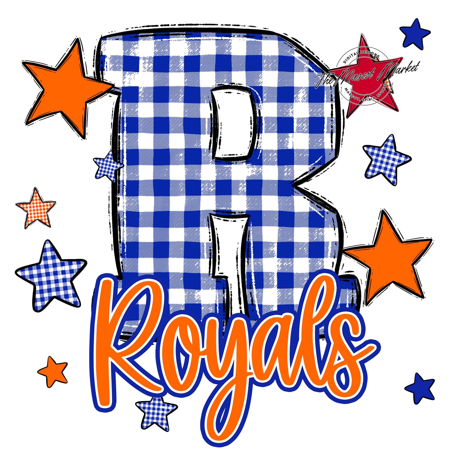 Royals Plaid Star Design-Royal Blue & Orange