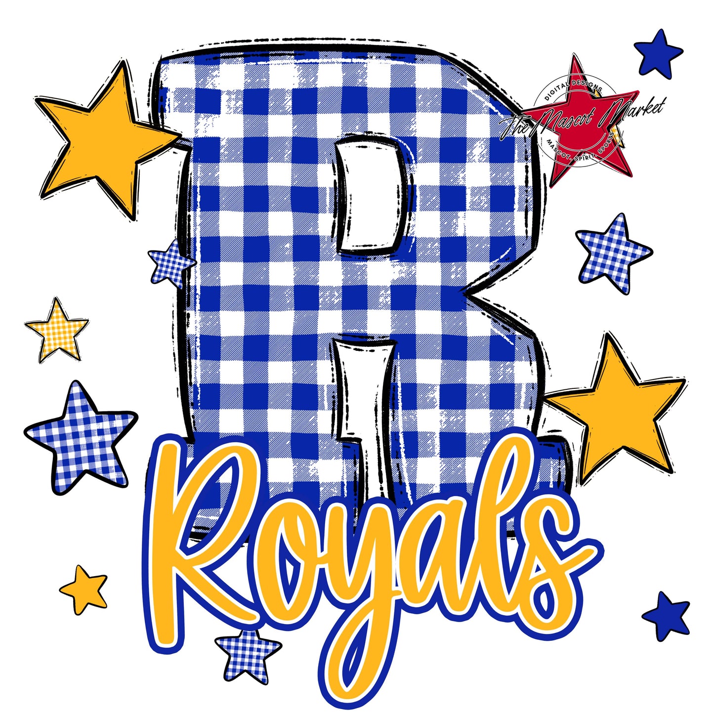 Royals Plaid Star Design-Royal Blue & Yellow