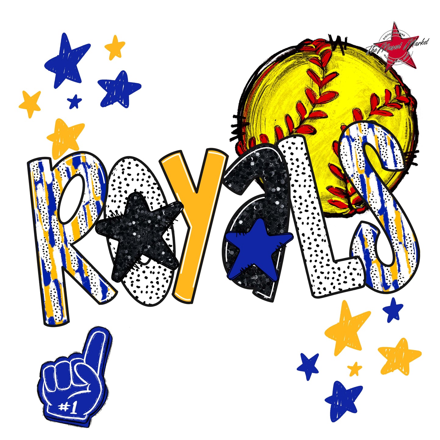 Royals Softball Scrape-Royal Blue & Yellow