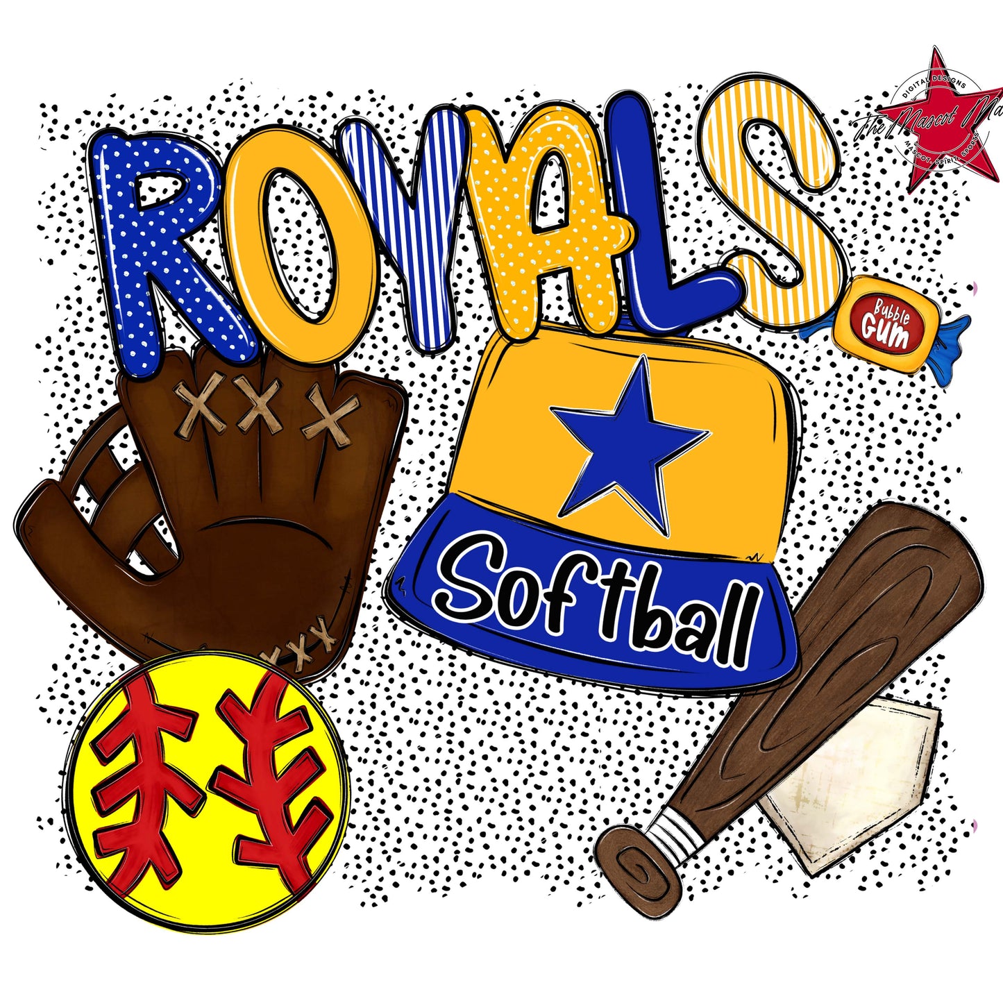 Royals Softball Spirit-Royal Blue & Yellow