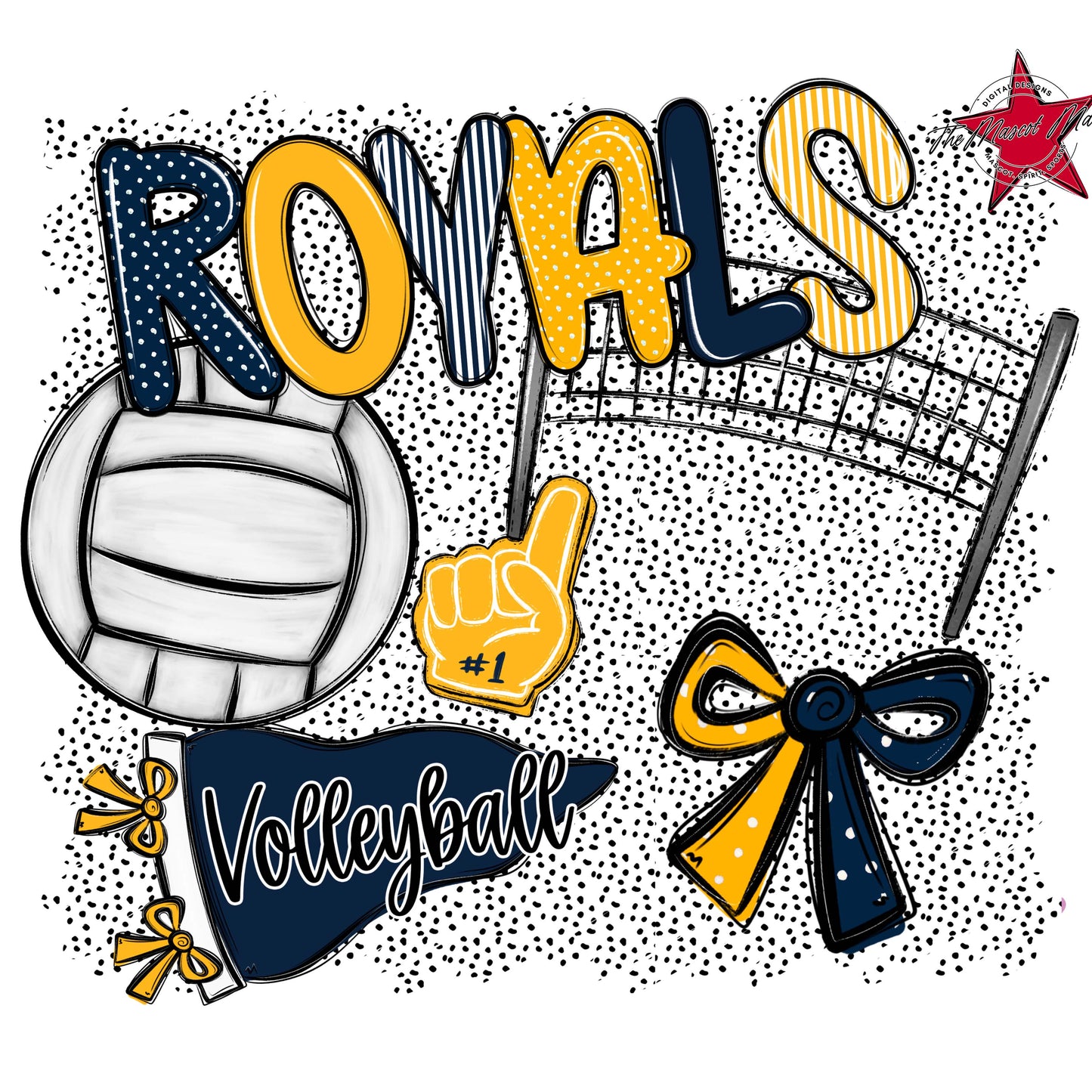 Royals Volleyball Spirit-Navy & Yellow