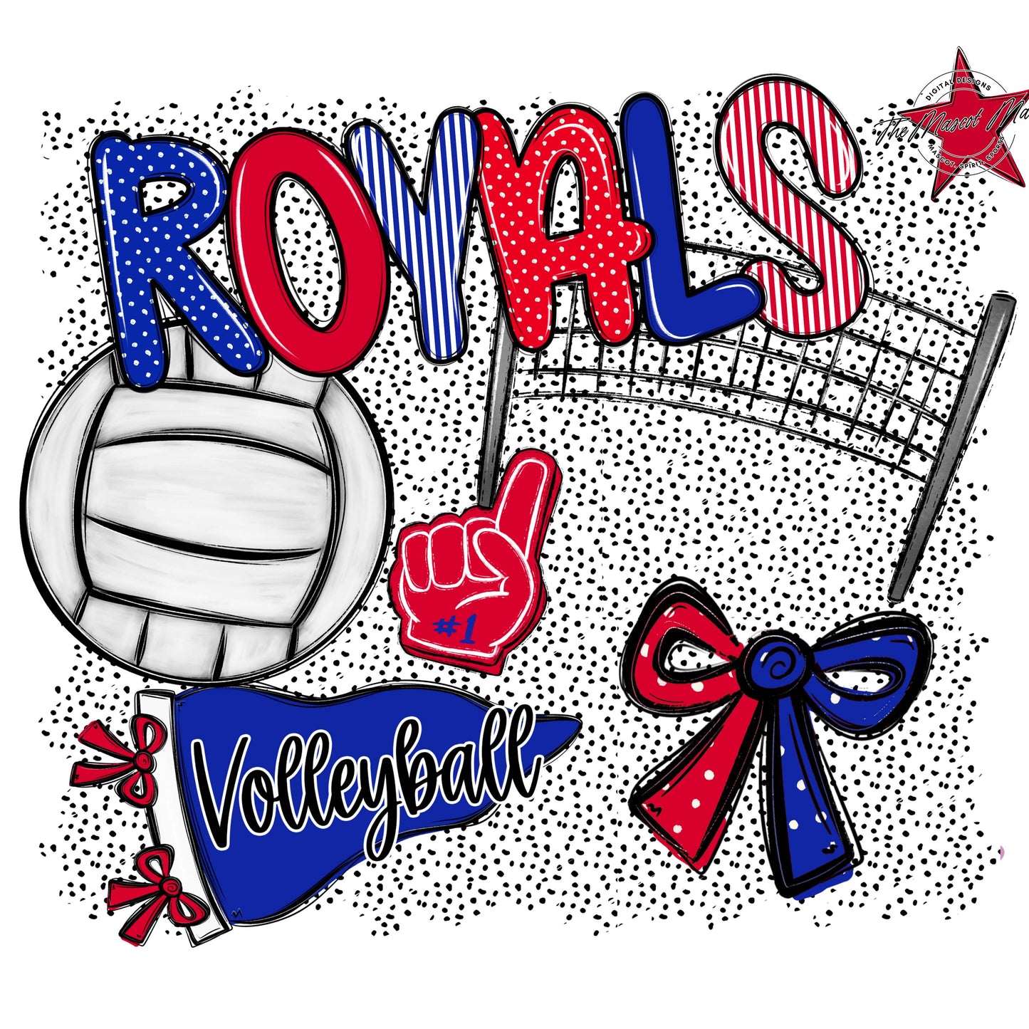Royals Volleyball Spirit-Royal Blue & Red