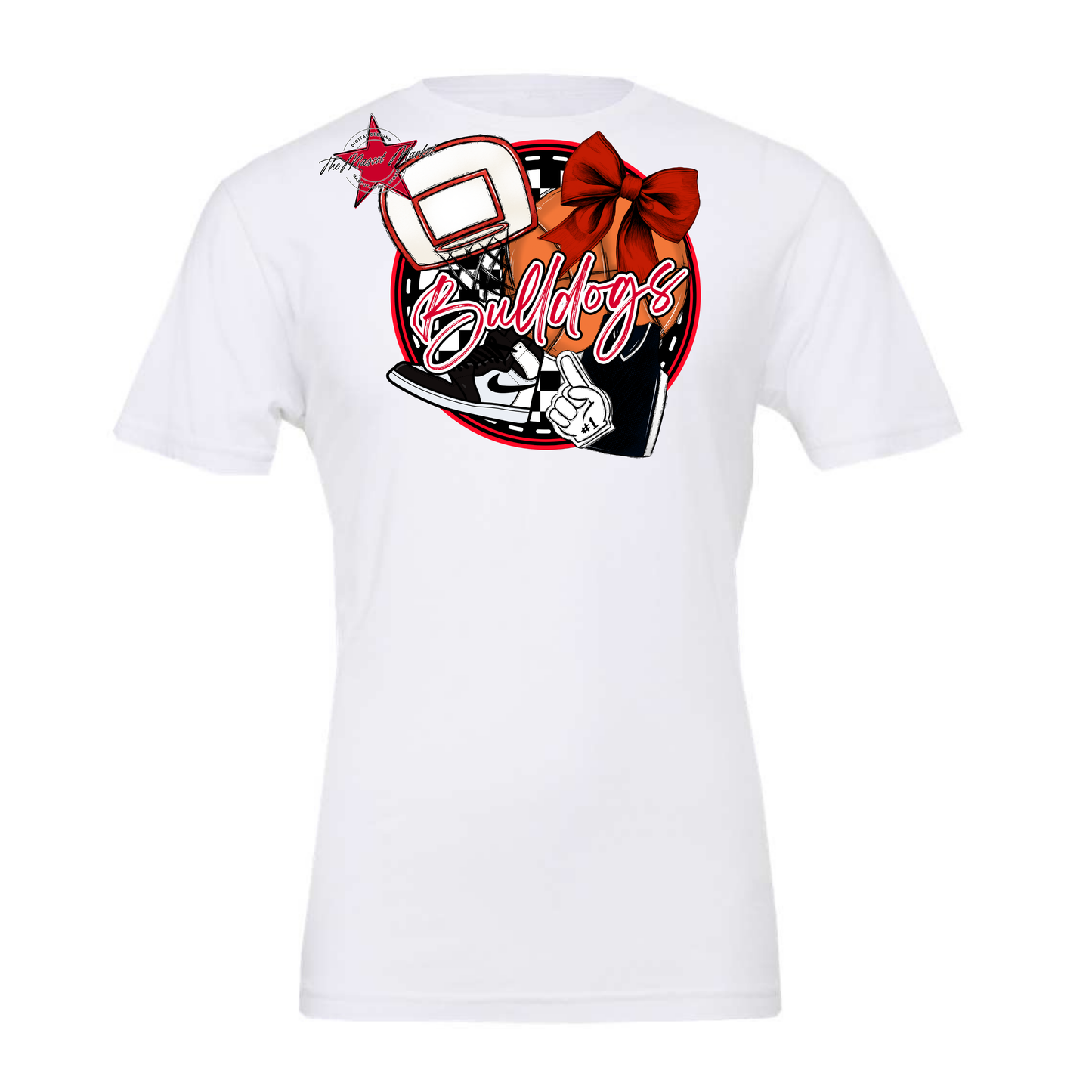 Bulldogs Circle Basketball Design-Red