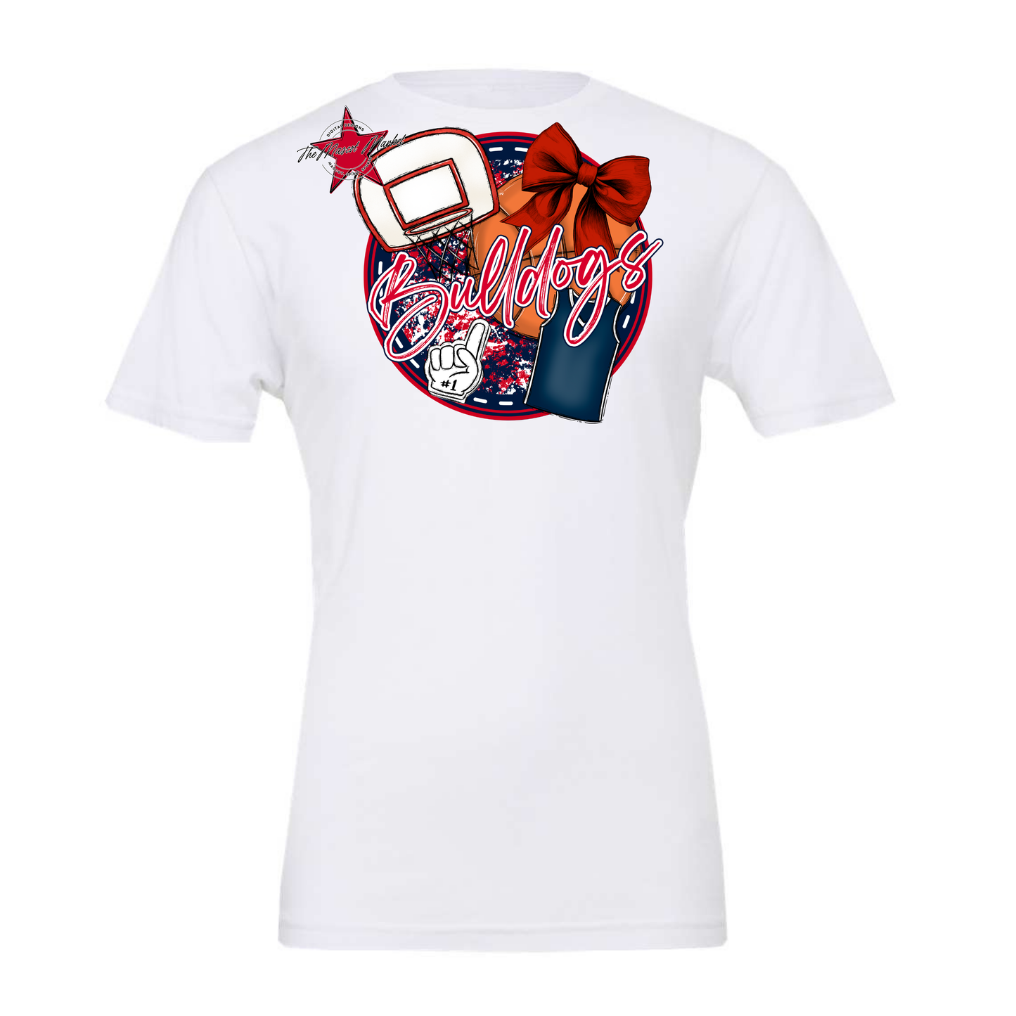 Bulldogs Circle Basketball Design-Navy-Red