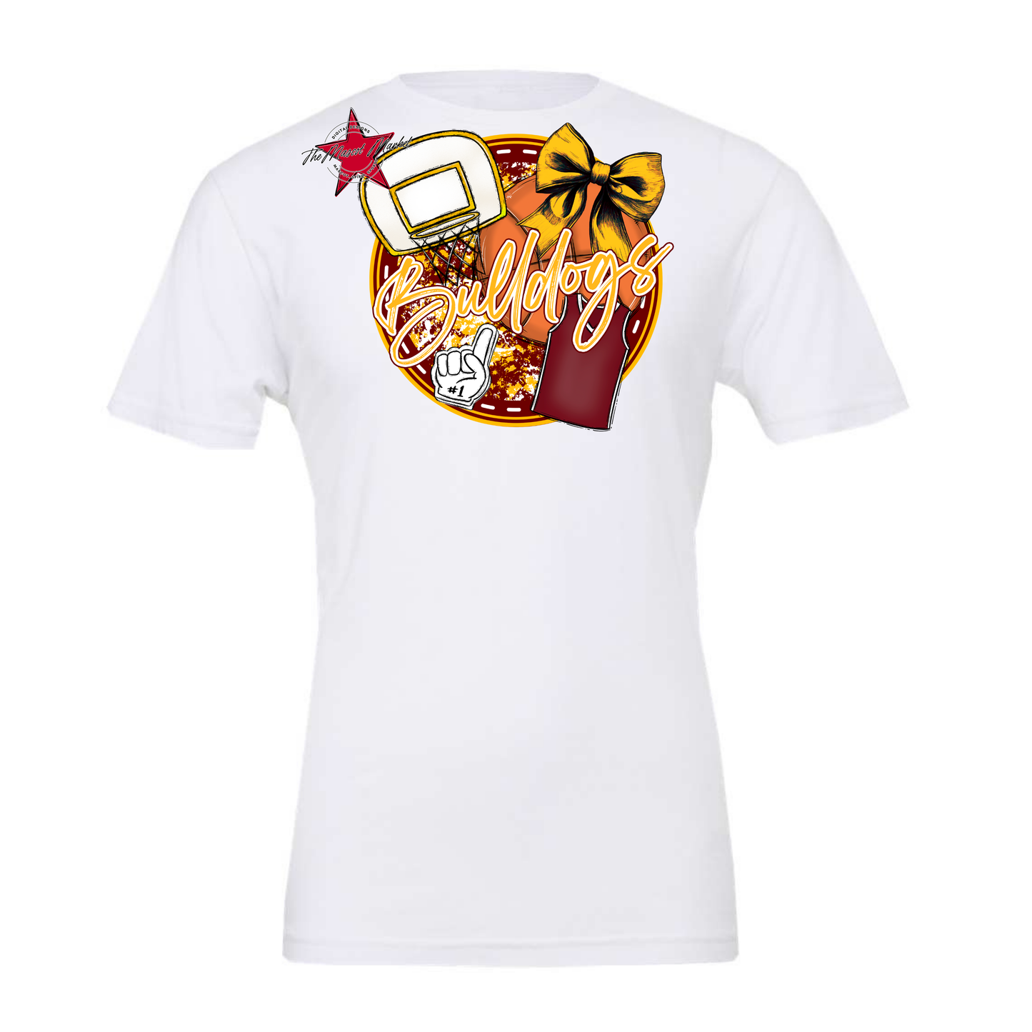 Bulldogs Circle Basketball Design-Maroon-Yellow