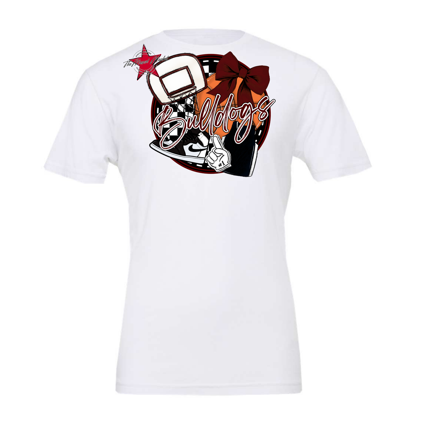 Bulldogs Circle Basketball Design-Maroon