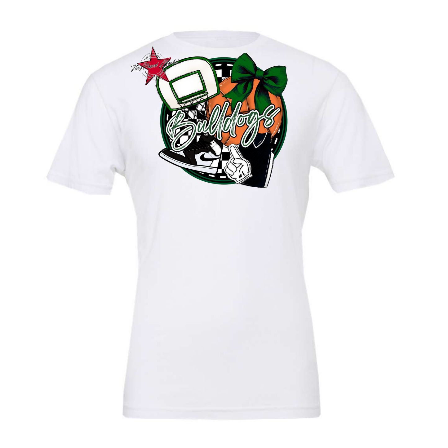 Bulldogs Circle Basketball Design-Green