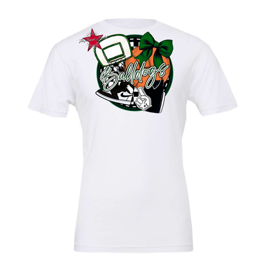 Bulldogs Circle Basketball Design-Green