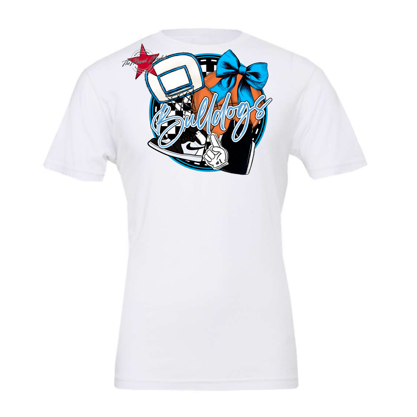 Bulldogs Circle Basketball Design-Carolina Blue