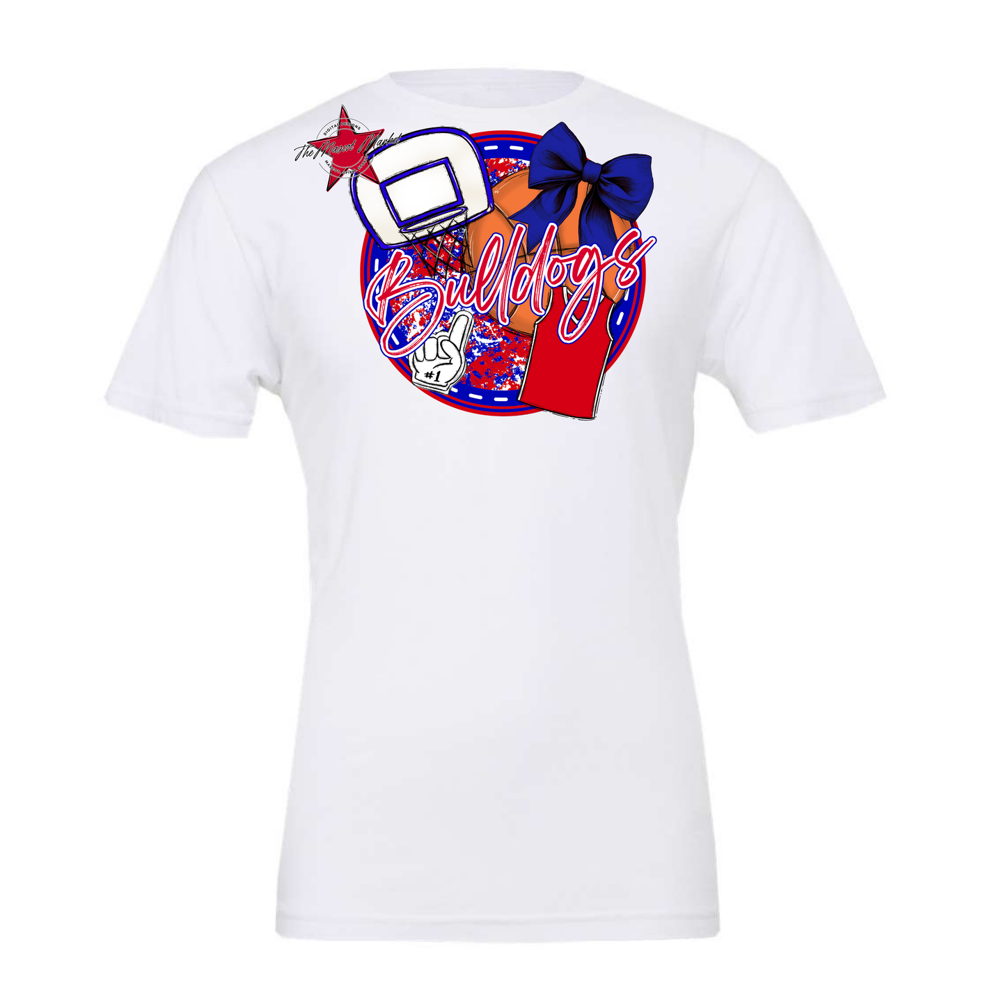 Bulldogs Circle Basketball Design-Blue-Red